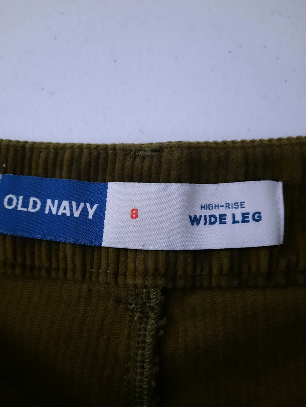 Old Navy High Rise Wide Leg Satin Moss Green Cotton Corduroy Pants size 8 - Picture 6 of 15